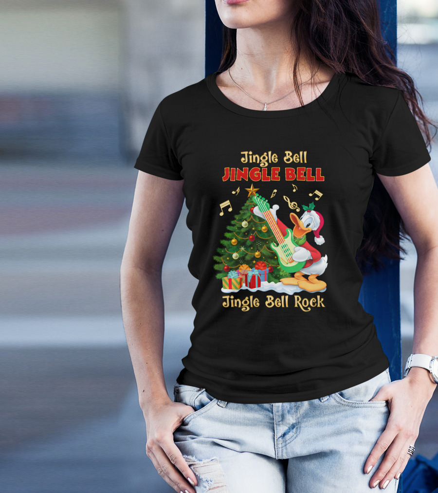 Jingle Bell Jingle Bell Jingle Bell Rock Donald Christmas Tree Guitar T-Shirt
