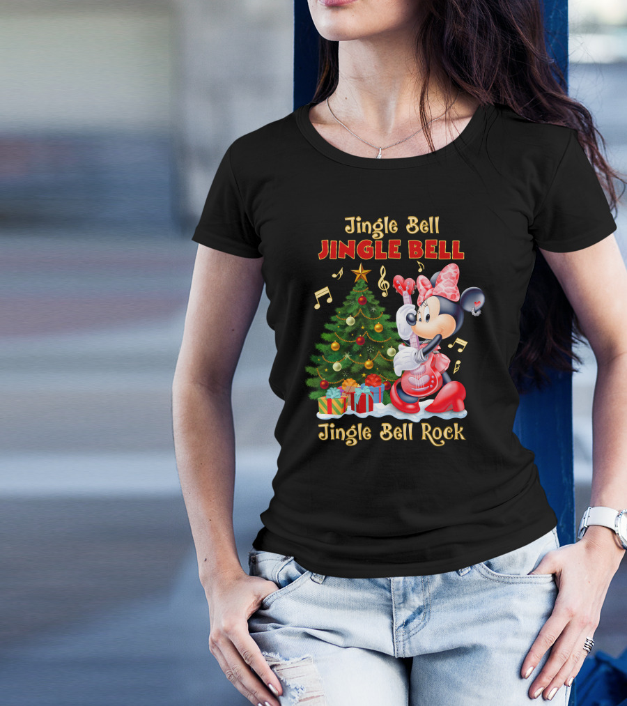 Jingle Bell Jingle Bell Jingle Bell Rock Minnie Mouse Christmas Tree Gifts T-Shirt