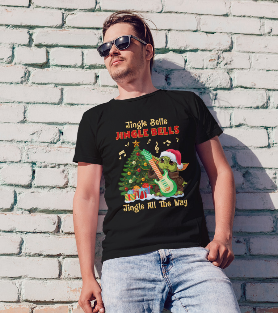 Jingle Bells Yoda Christmas Tree Guitar Jingle All The Way T-Shirt