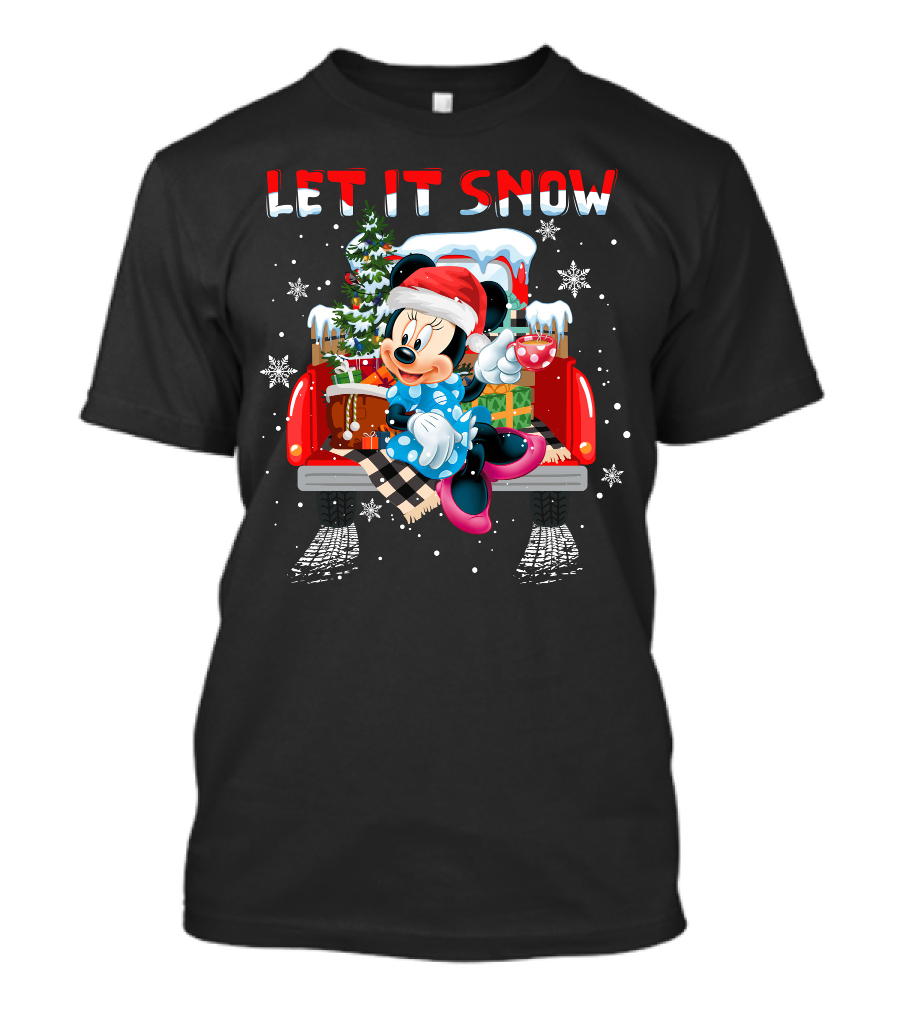 Let It Snow Minnie Christmas Truck Holiday Scene T-Shirt
