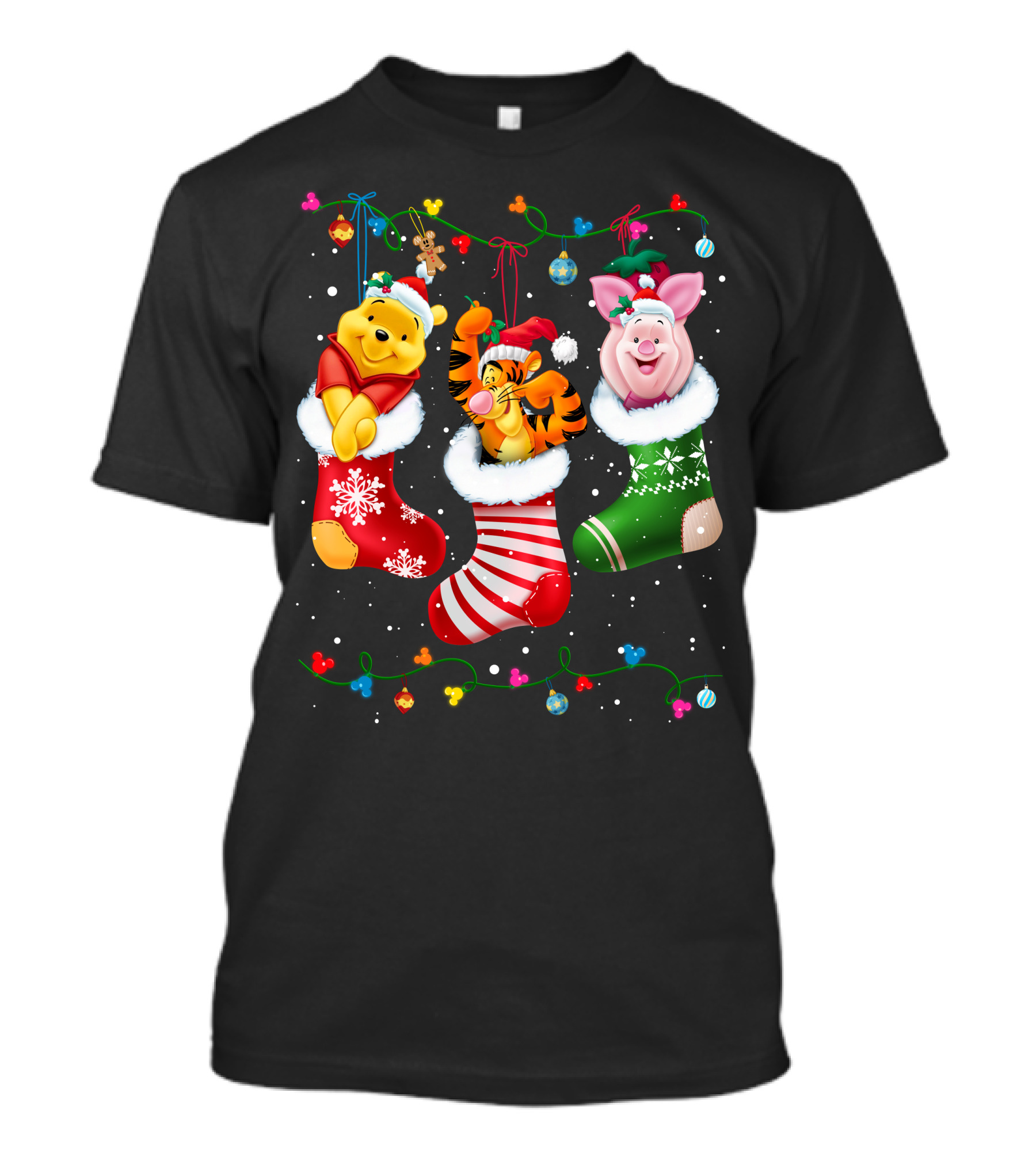Pooh Tigger Piglet Christmas Stockings Holiday Cheer T-Shirt