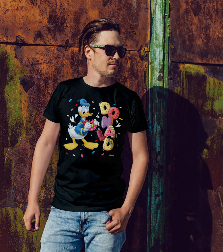 Donald Duck With Colorful Donut Letters And Sprinkles T-Shirt