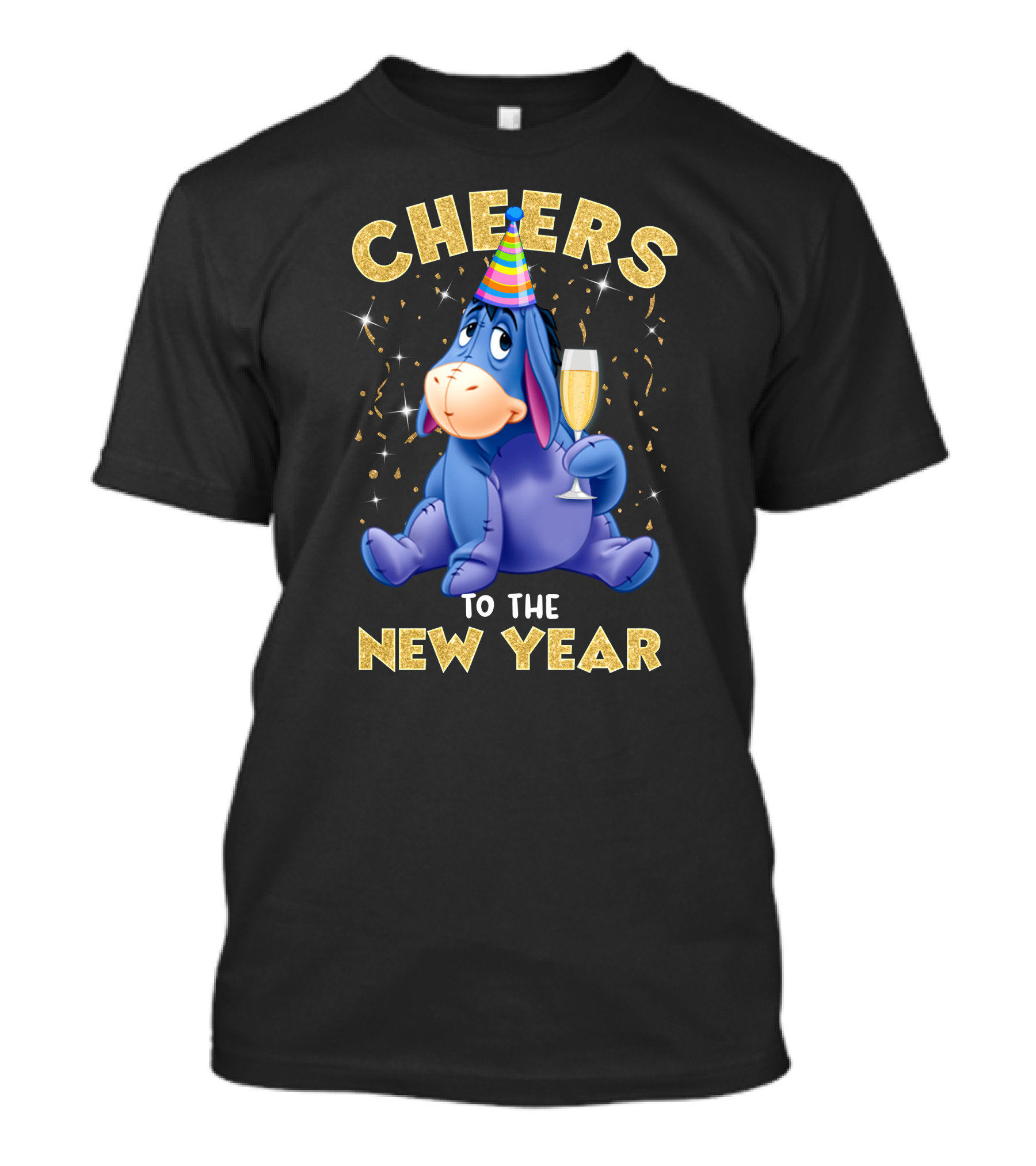 Cheers To The New Year Eeyore Party Hat Champagne Confetti Celebration T-Shirt