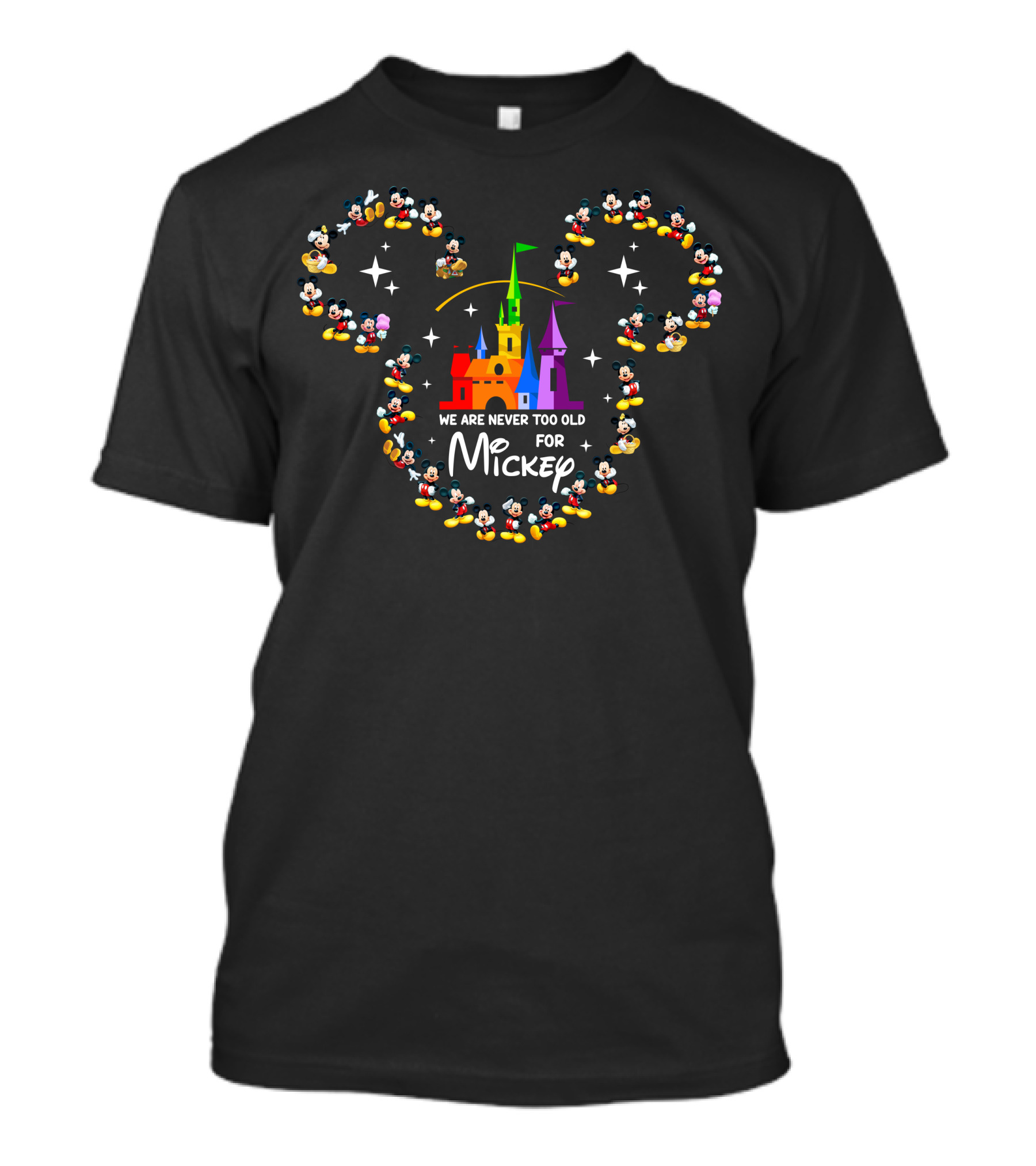 We Are Never Too Old For Mickey Castle And Mickey Icons T-Shirt