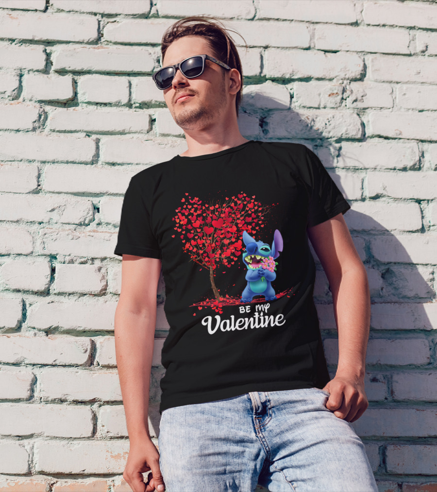 Lilo And Stitch Be My Valentine Heart Tree T-Shirt
