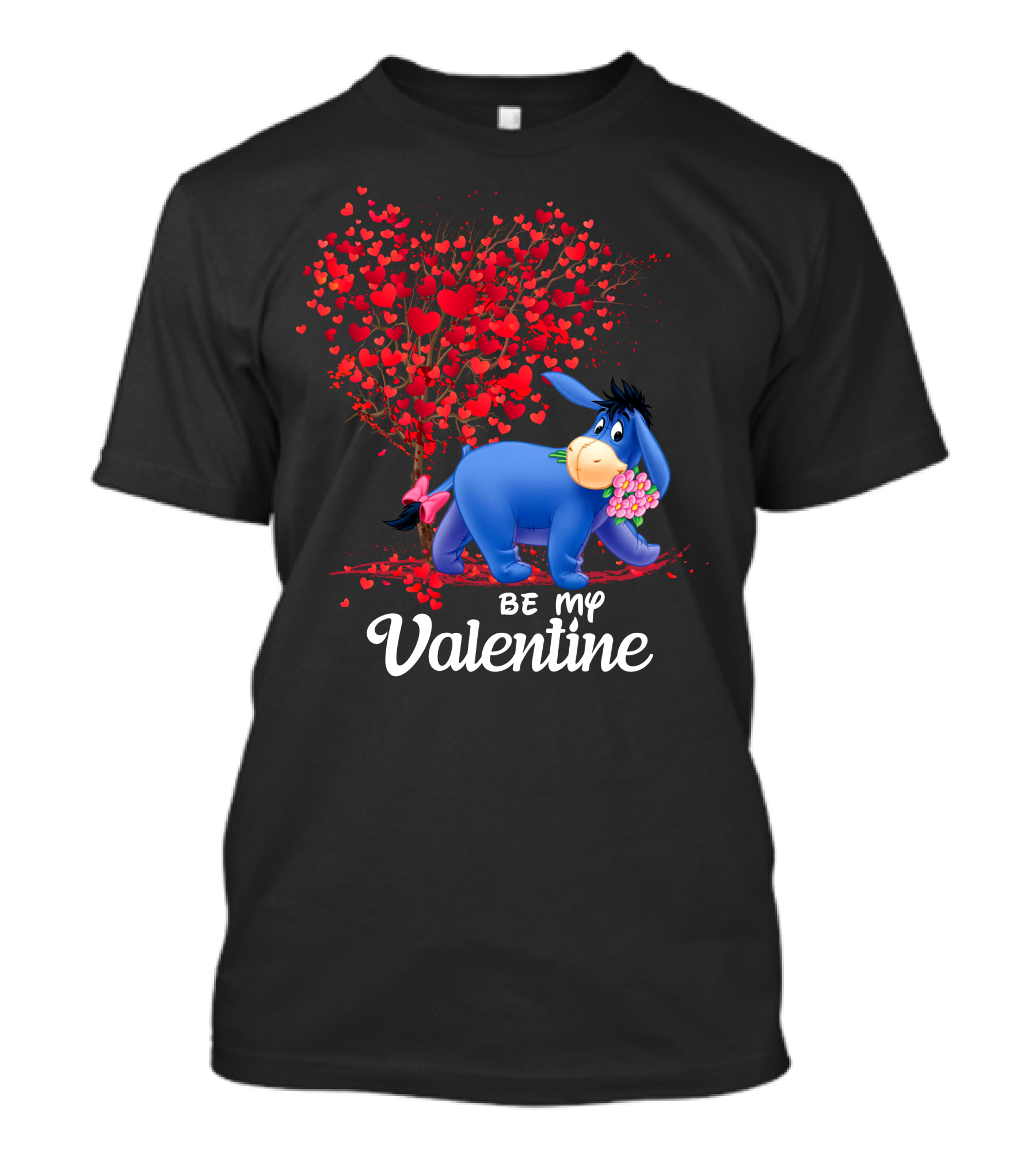 Be My Valentine Eeyore Heart Tree Flowers T-Shirt