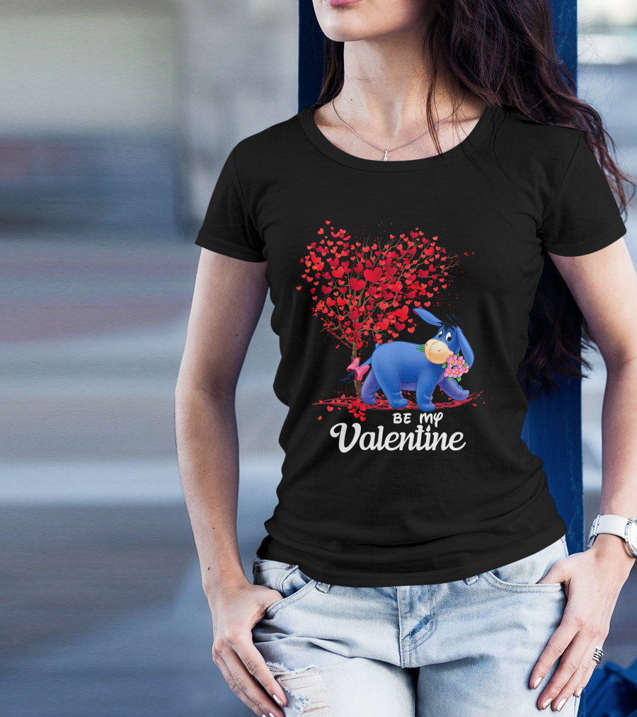 Be My Valentine Eeyore Heart Tree Flowers T-Shirt