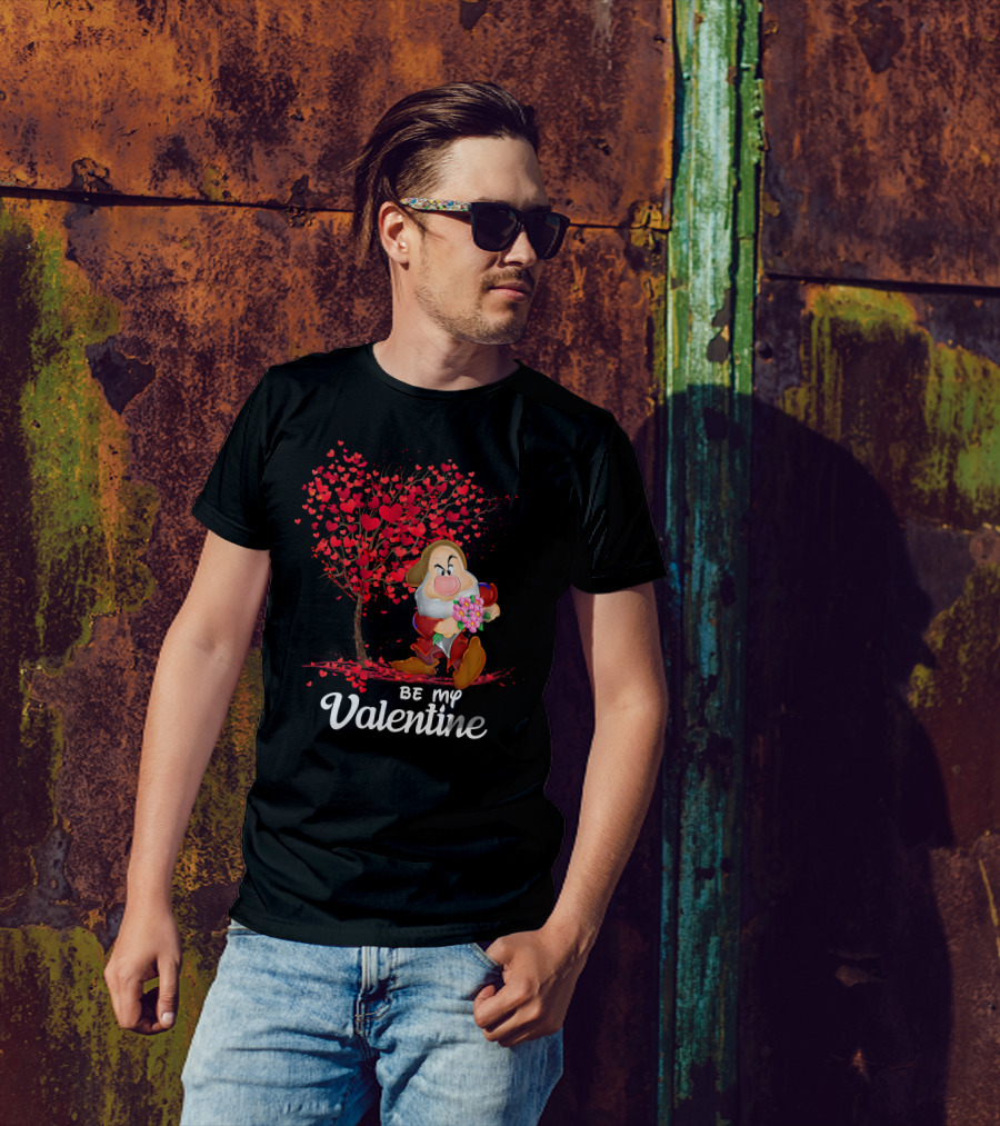 Grumpy Holding Flowers Be My Valentine With Heart Tree T-Shirt