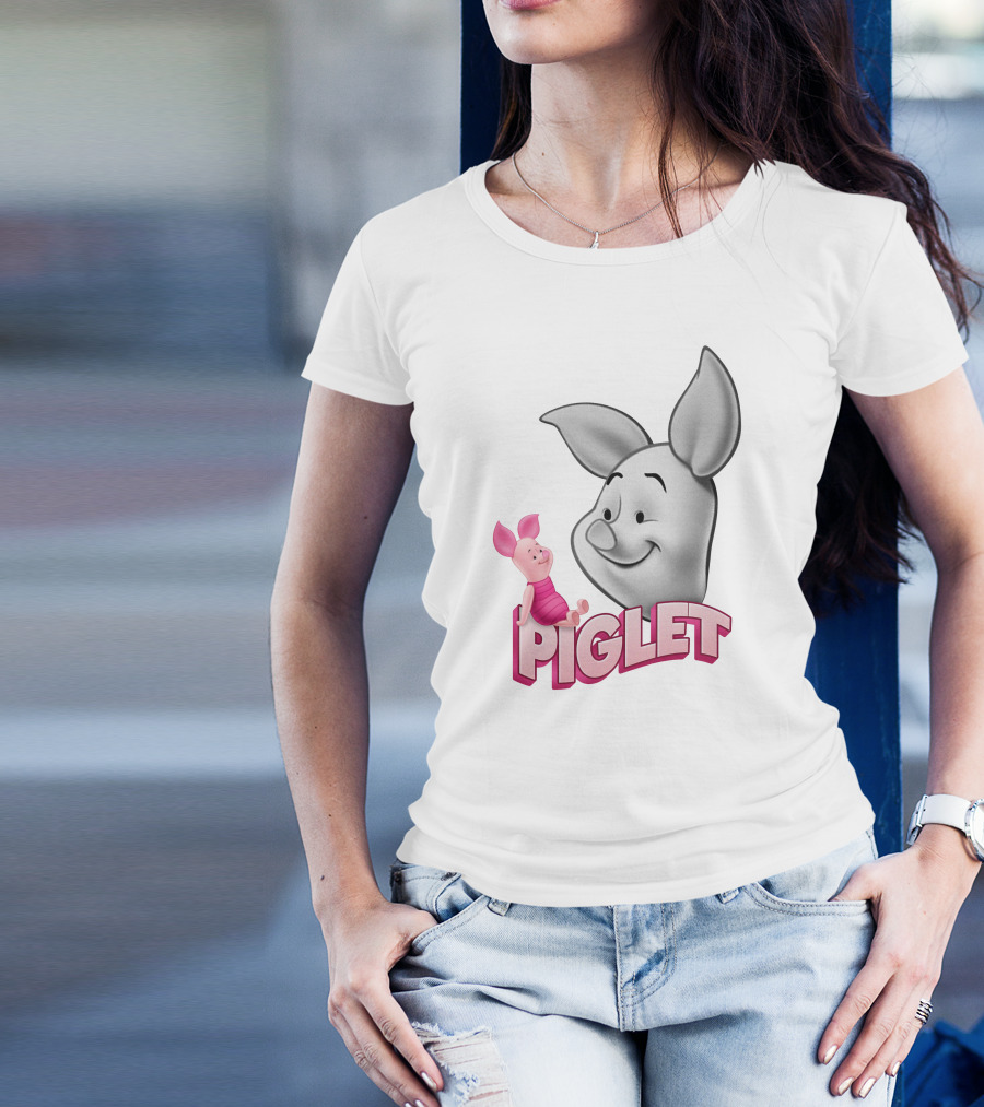 Piglet 3D Cartoon Character Design With Smiling Face And Big Ears T-Shirt