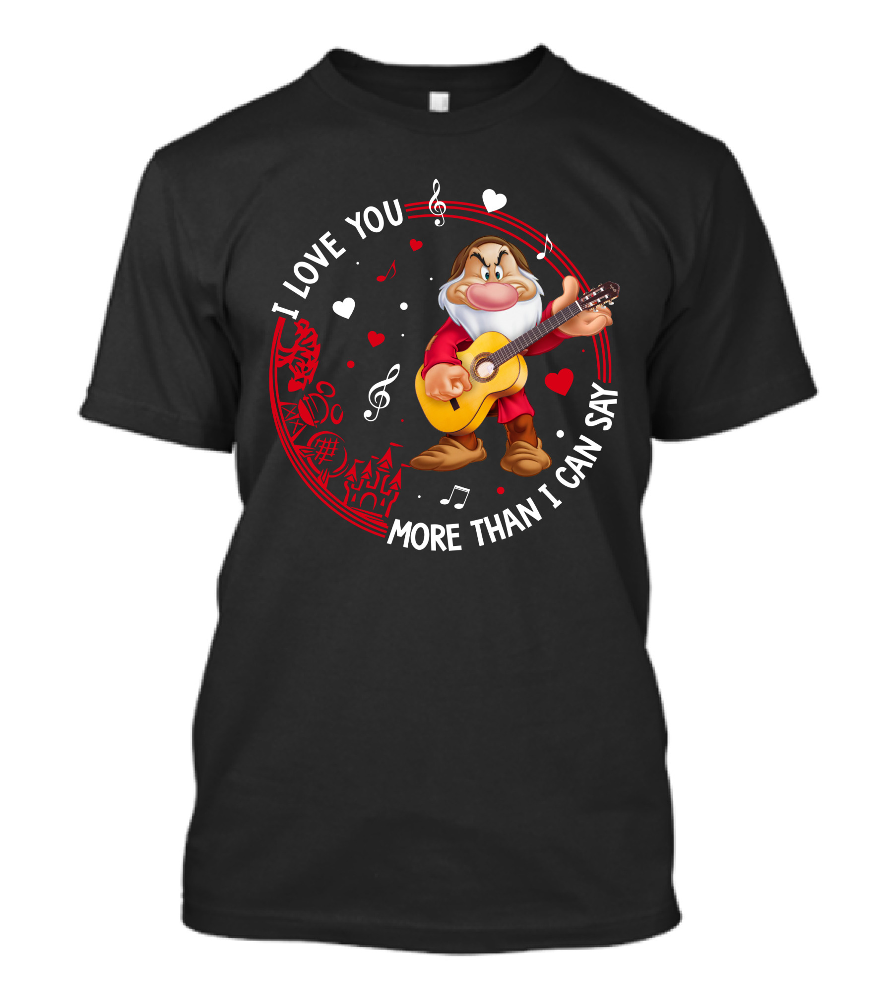 I Love You More Than I Can Say Grumpy Guitar Disney Valentine's Day T-Shirt