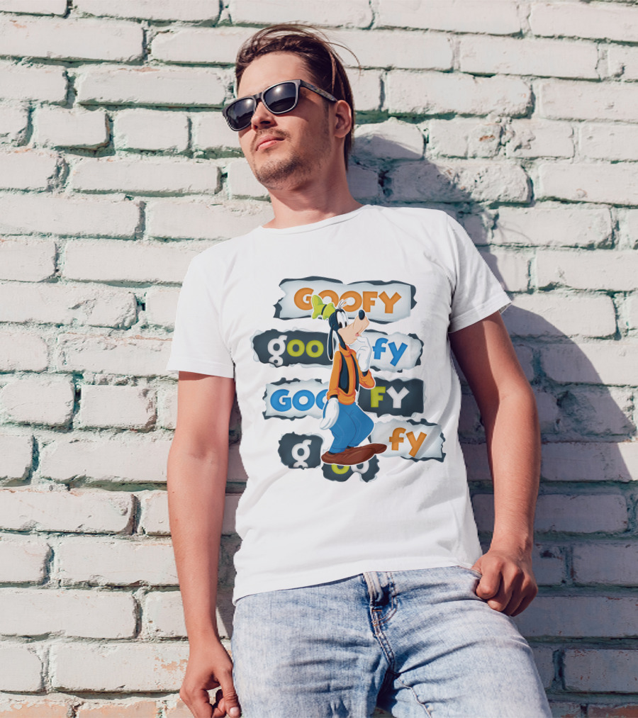 Goofy Disney Character With Multiple Text Styles T-Shirt