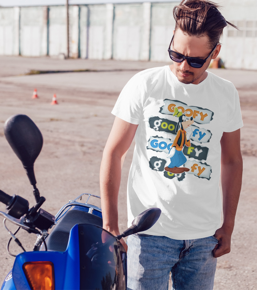 Goofy Disney Character With Multiple Text Styles T-Shirt