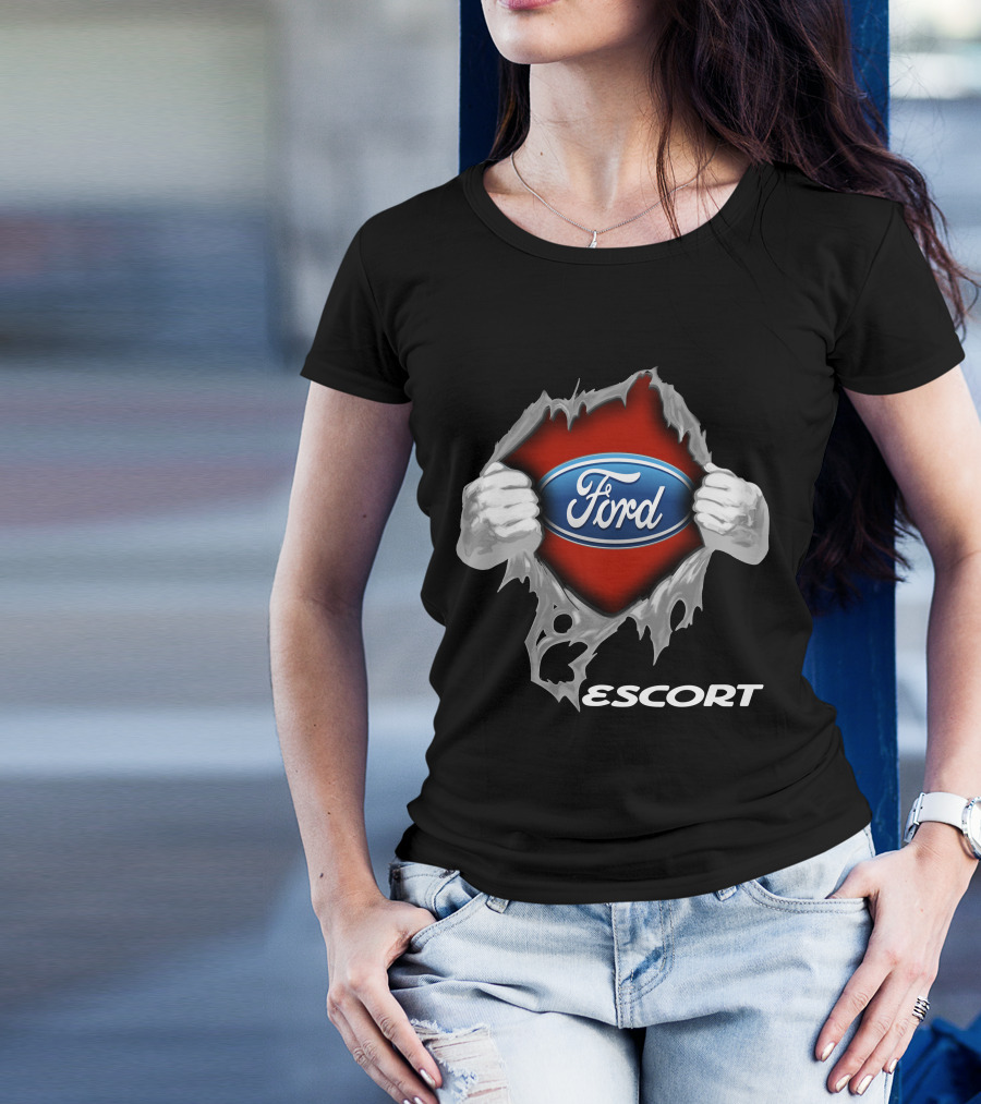 Ford Escort 01 Logo Display With Torn Effect T-Shirt