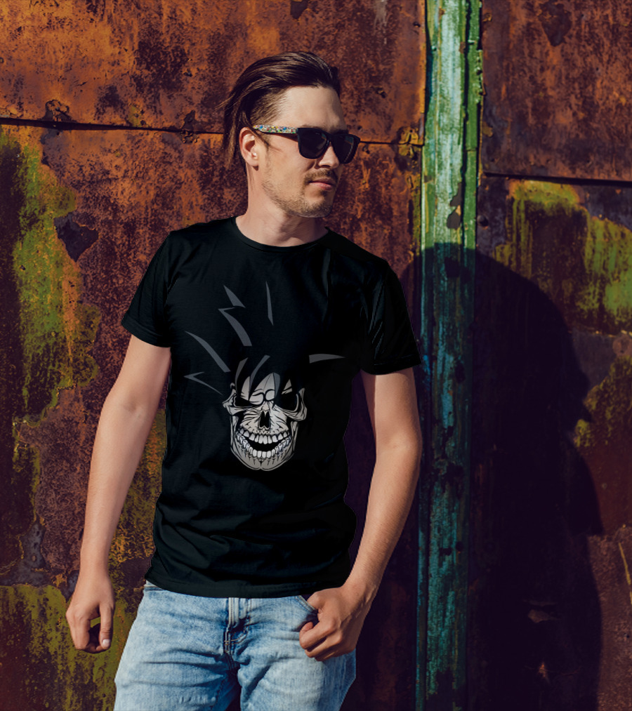 Krazy Saiyan Skull With Spiked Hair T-Shirt