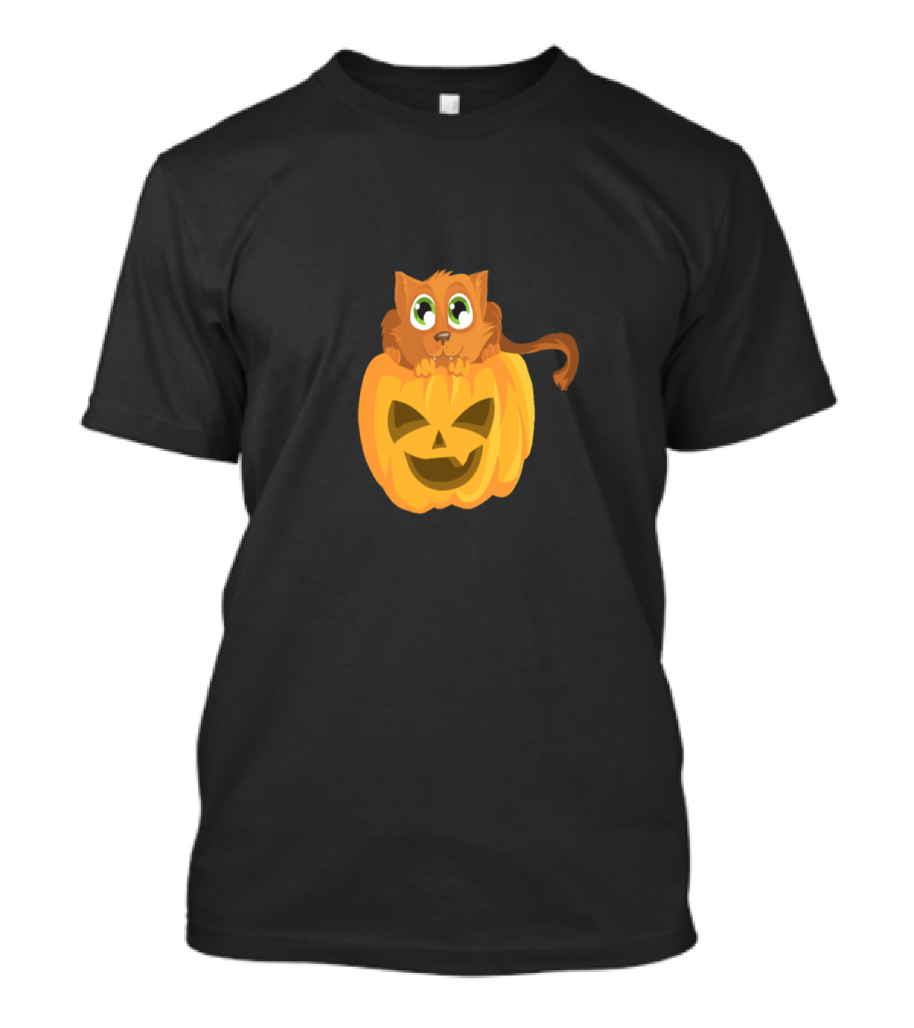 Cat And Jack-O'-Lantern Pumpkin T-Shirt