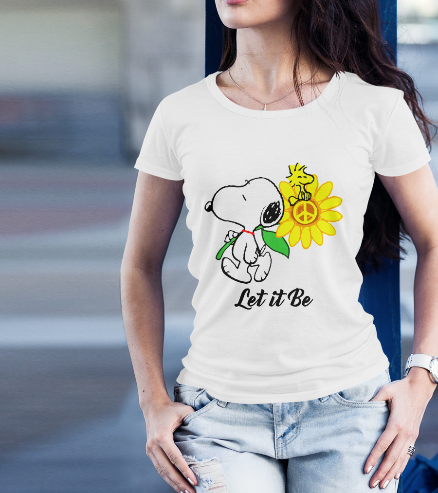 Let It Be Snoopy Woodstock Sunflower Peace T-Shirt
