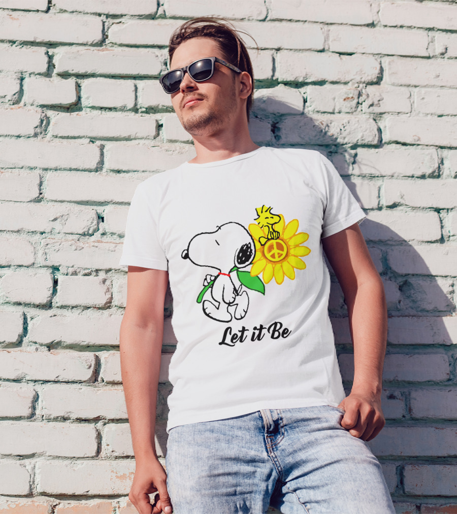 Let It Be Snoopy Woodstock Sunflower Peace T-Shirt