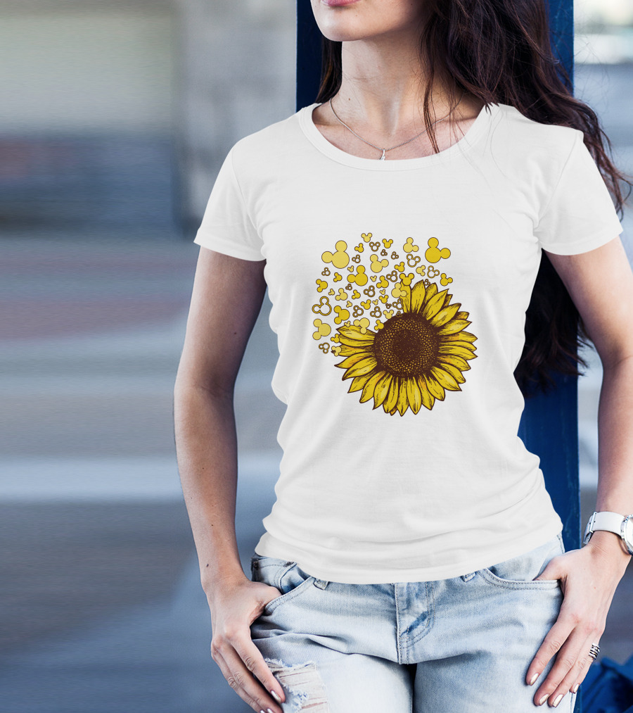 Mickey Sunflower Iconic Blooms With Classic Ears T-Shirt