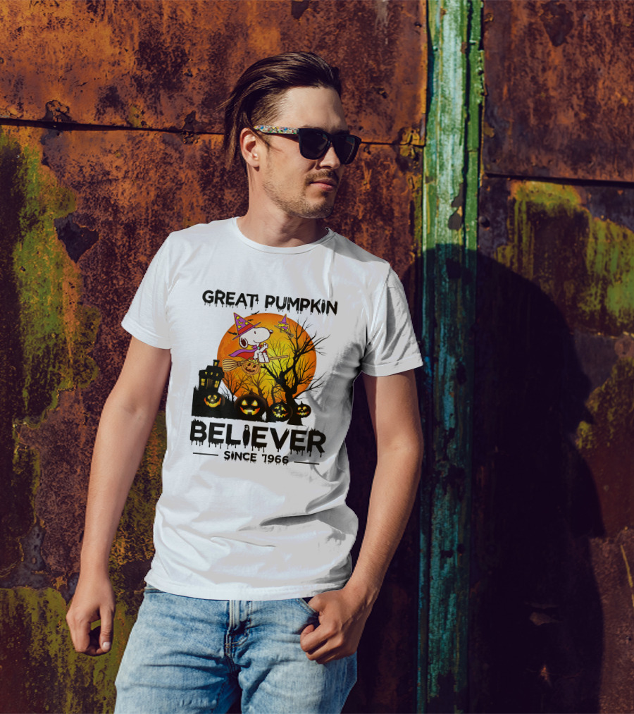 Great Pumpkin Believer Since 1966 Snoopy Halloween Scene T-Shirt