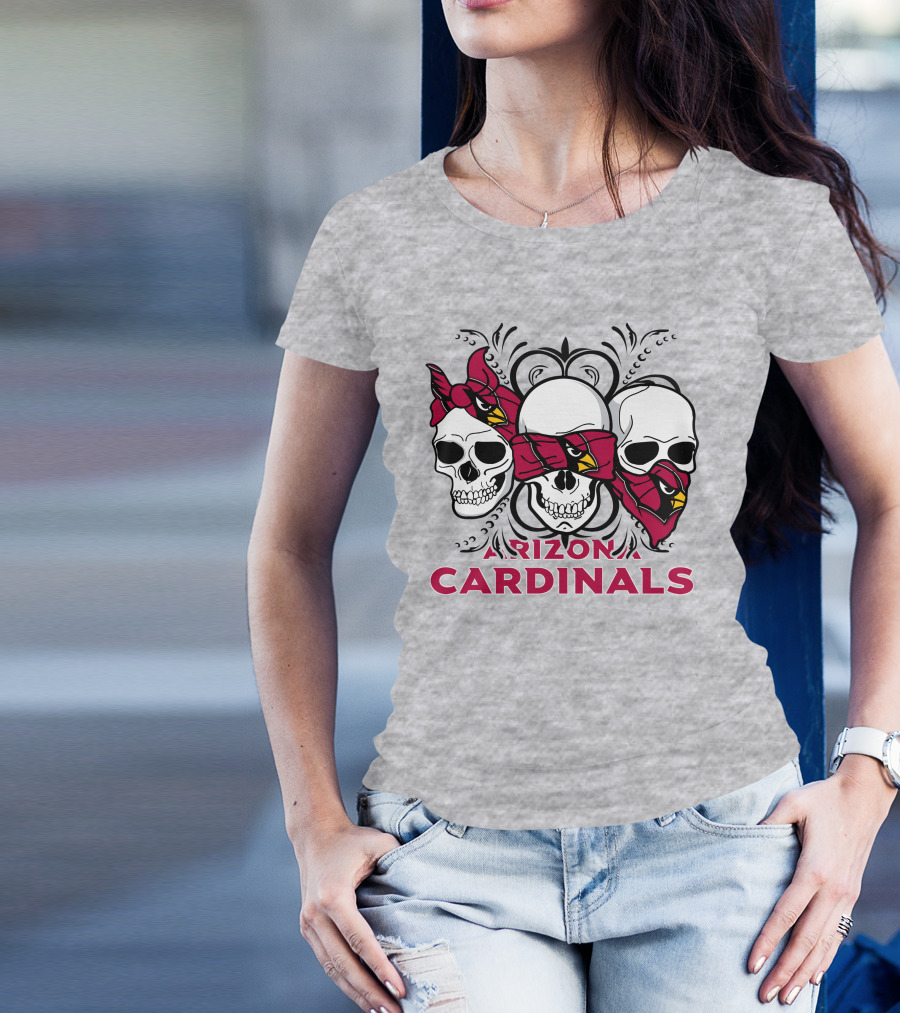 Arizona Cardinals Three Skulls Bandana T-Shirt