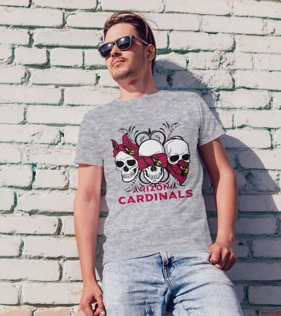 Arizona Cardinals Three Skulls Bandana T-Shirt