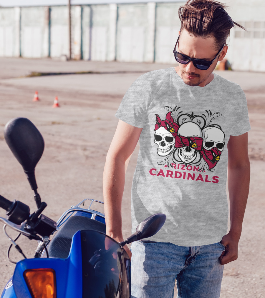 Arizona Cardinals Three Skulls Bandana T-Shirt