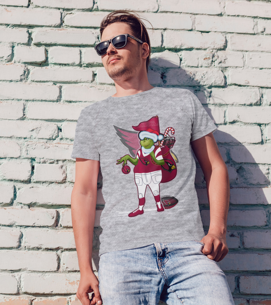 Grinchxmas Arizona Cardinals Christmas Football Fan Holiday Spirit T-Shirt