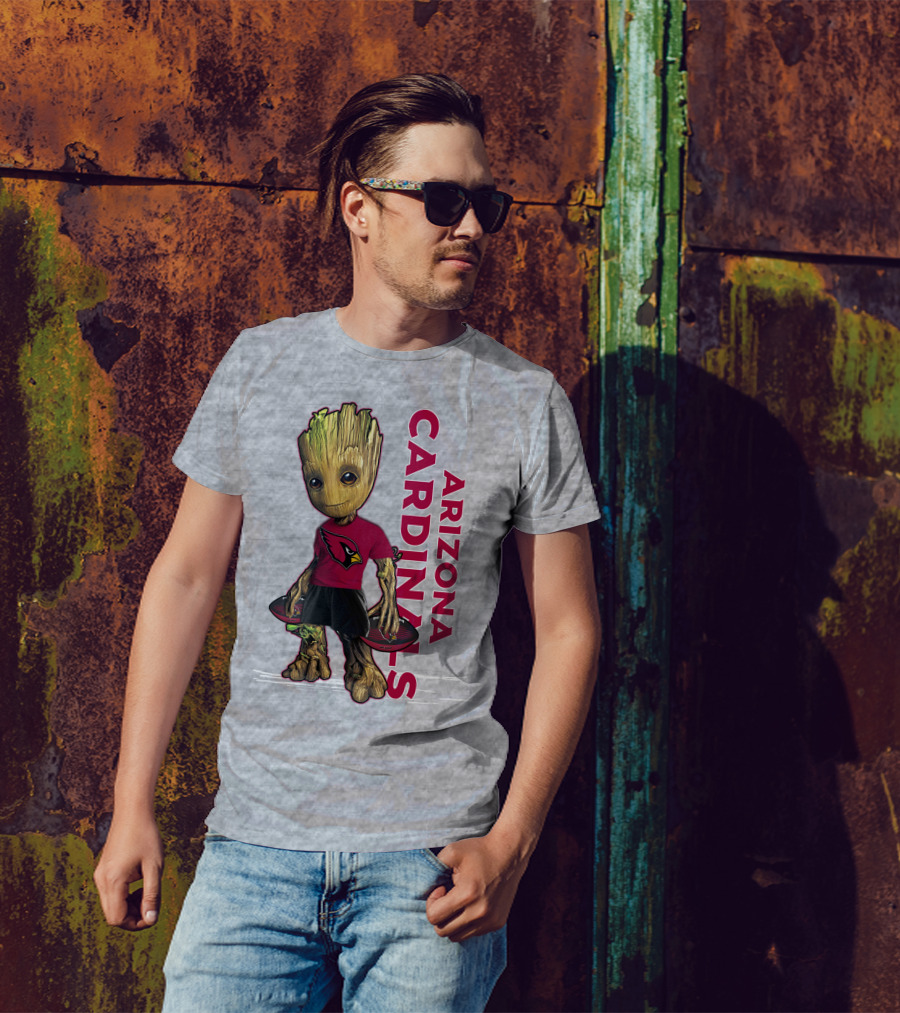 Groot Arizona Cardinals NFL Fan Art With Team Logo And Character T-Shirt