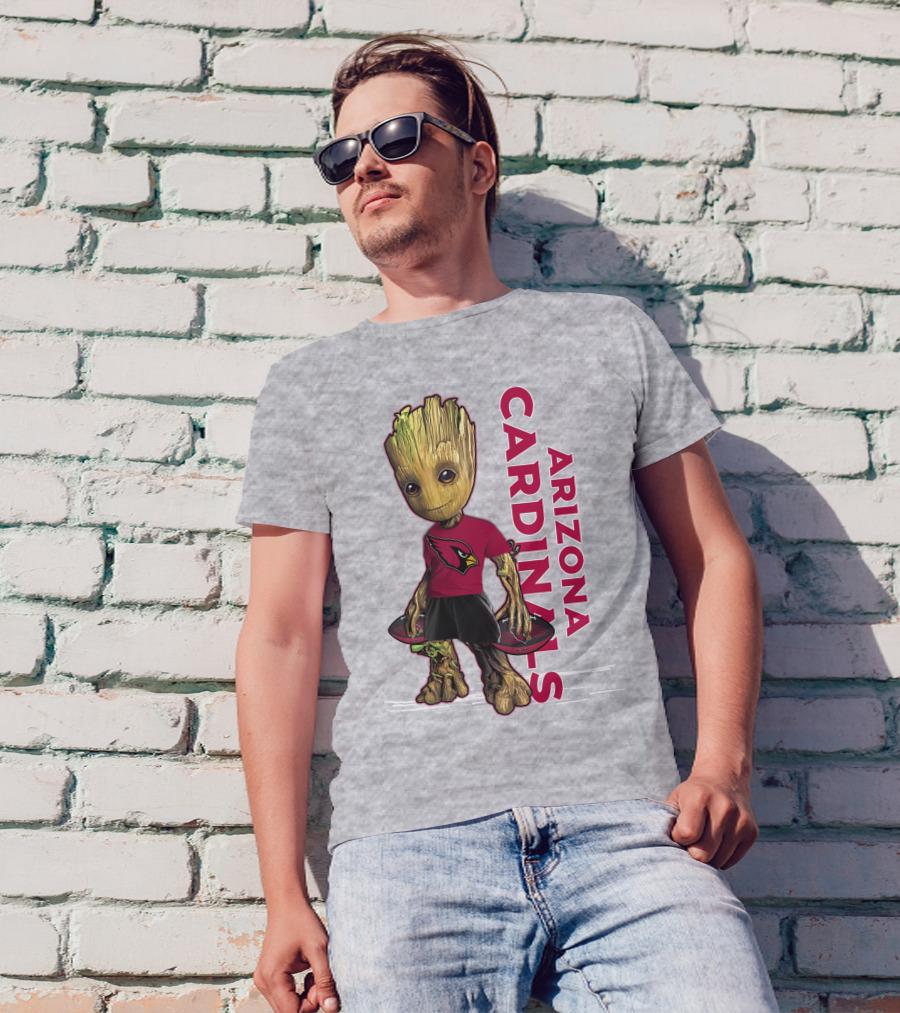 Groot Arizona Cardinals NFL Fan Art With Team Logo And Character T-Shirt