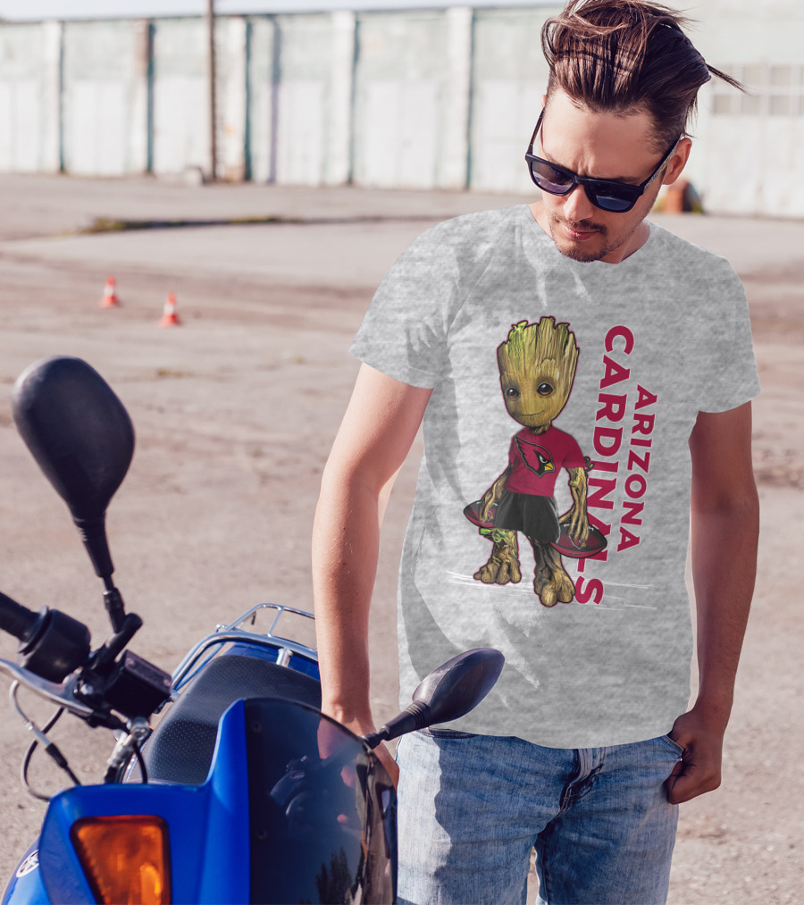 Groot Arizona Cardinals NFL Fan Art With Team Logo And Character T-Shirt