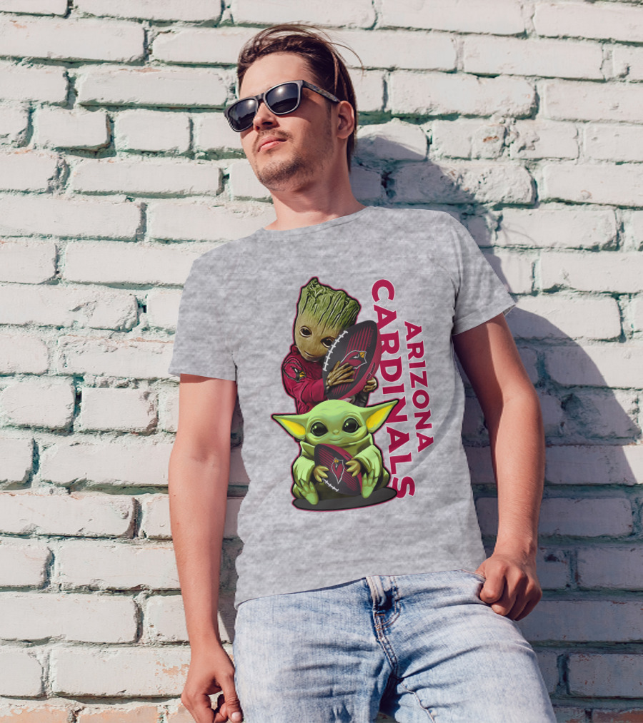 Grzd Arizona Cardinals Groot Baby Yoda Football T-Shirt