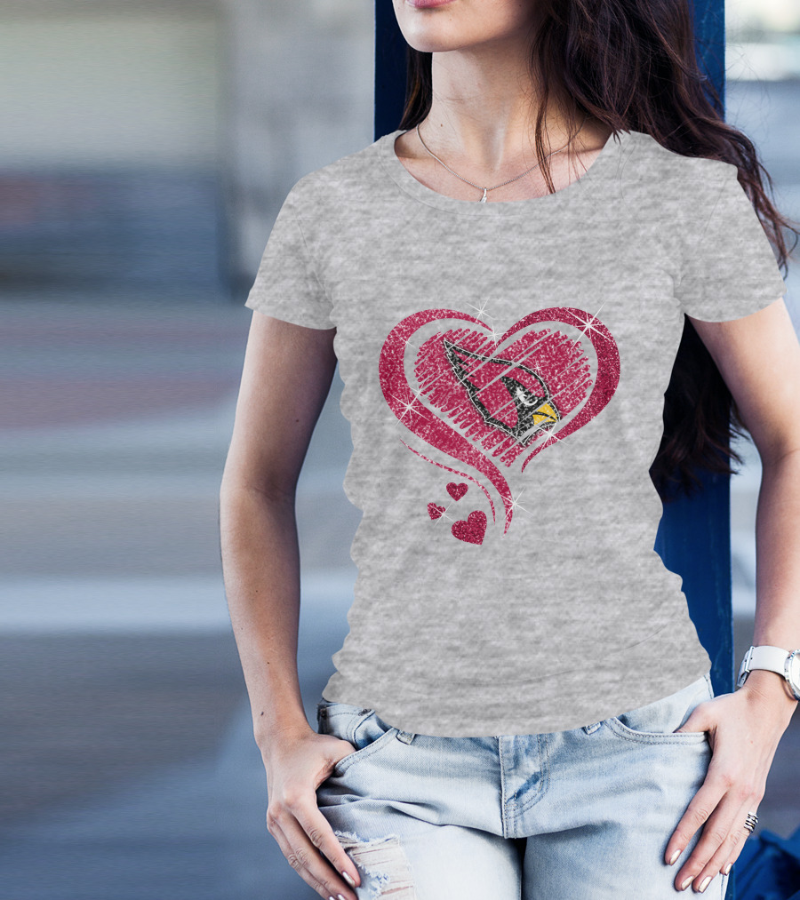 Heart Diamond Arizona Cardinals Sparkle Emblem T-Shirt