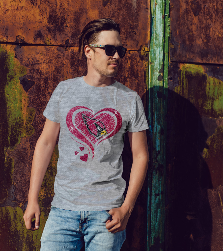 Heart Diamond Arizona Cardinals Sparkle Emblem T-Shirt