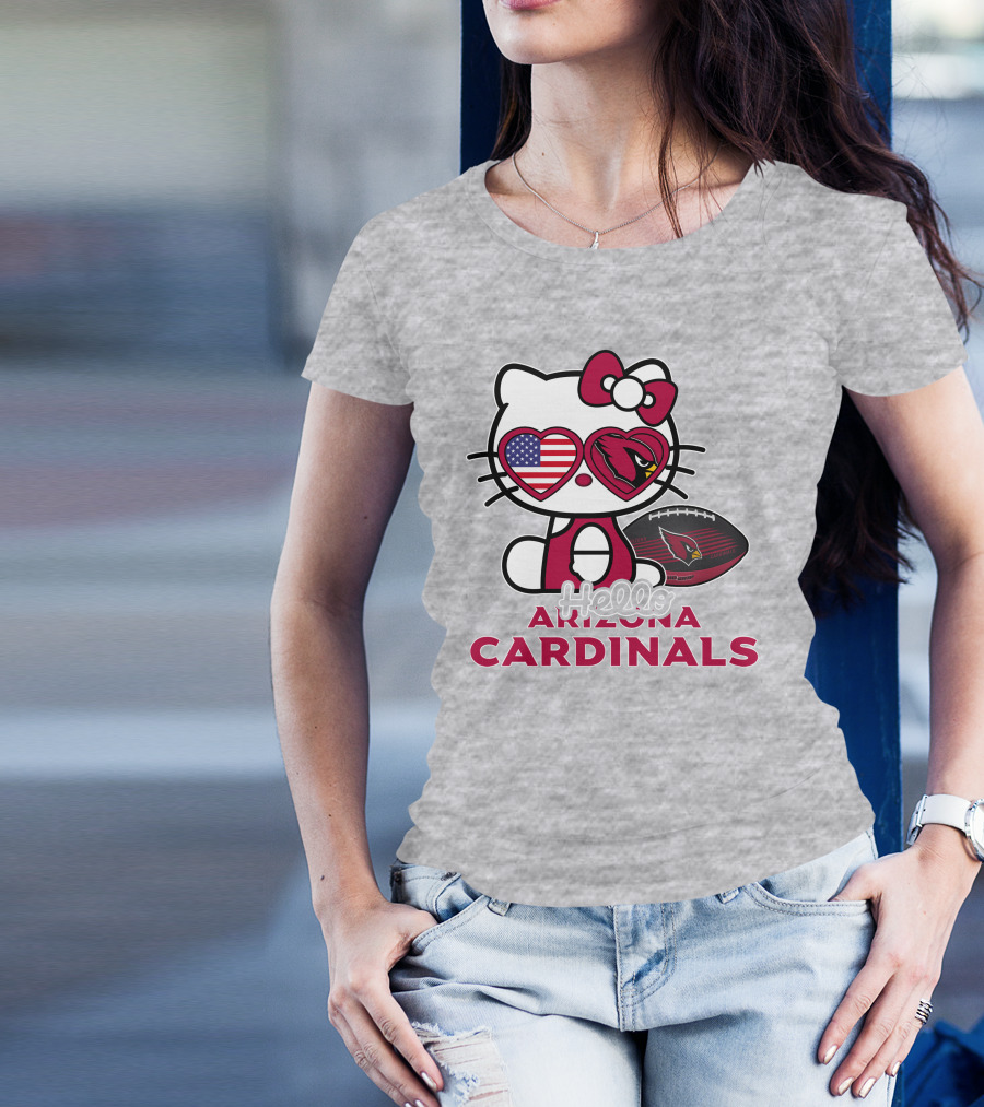 Hello Kitty Arizona Cardinals American Flag Football T-Shirt