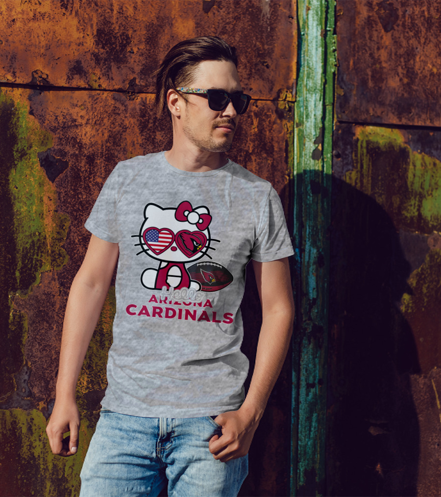 Hello Kitty Arizona Cardinals American Flag Football T-Shirt