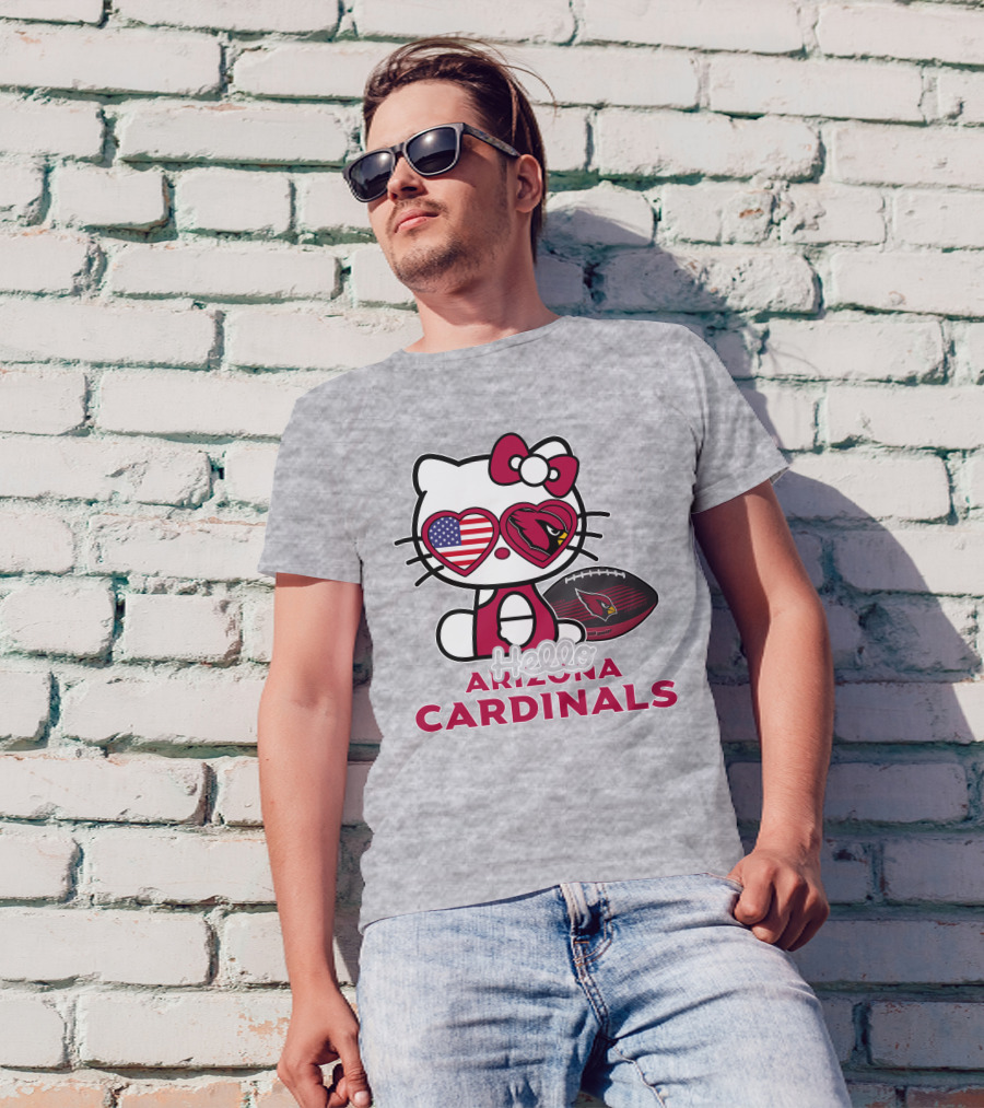 Hello Kitty Arizona Cardinals American Flag Football T-Shirt