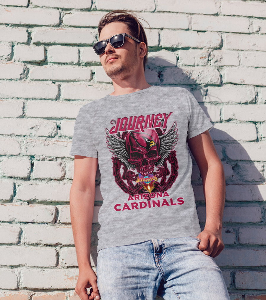 Journey Arizona Cardinals Skull Wings Flame T-Shirt