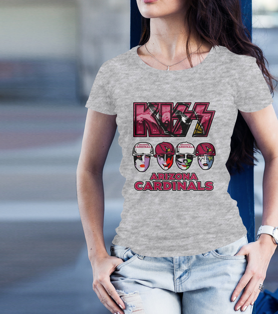 Kiss Arizona Cardinals Rock Band Helmet Faces T-Shirt