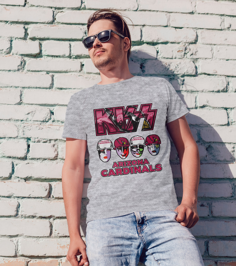 Kiss Arizona Cardinals Rock Band Helmet Faces T-Shirt