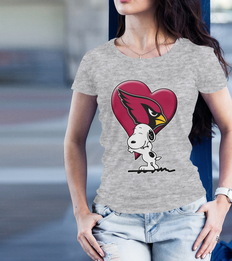 Snoopy Hugging Arizona Cardinals Heart T-Shirt