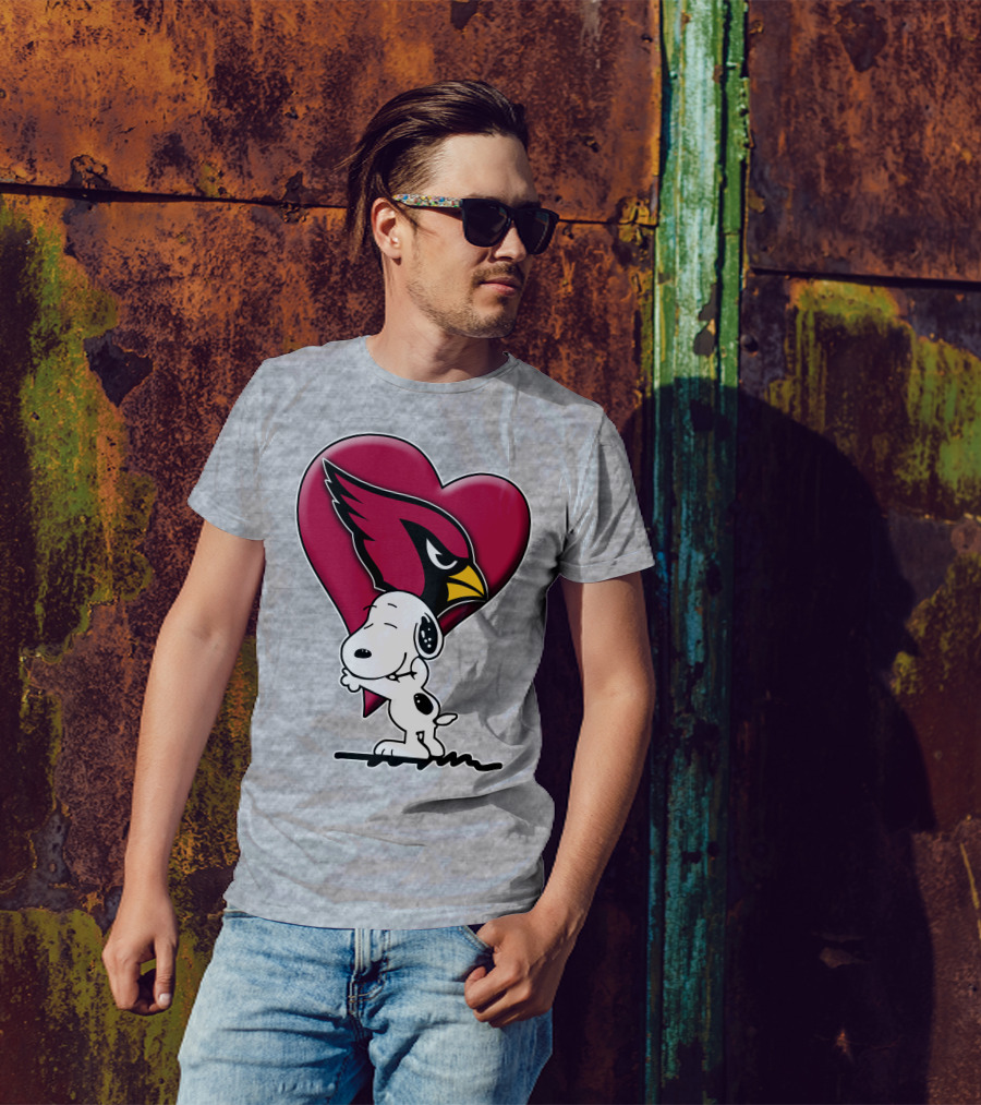 Snoopy Hugging Arizona Cardinals Heart T-Shirt