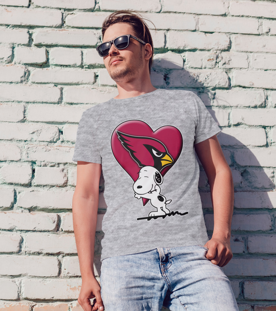 Snoopy Hugging Arizona Cardinals Heart T-Shirt
