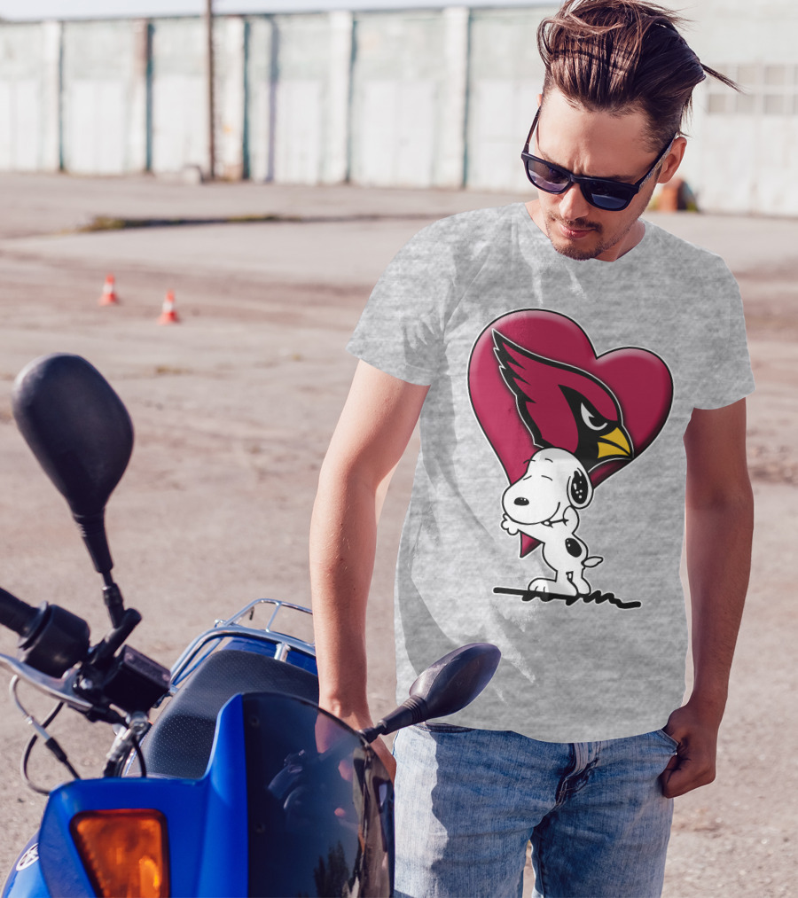 Snoopy Hugging Arizona Cardinals Heart T-Shirt
