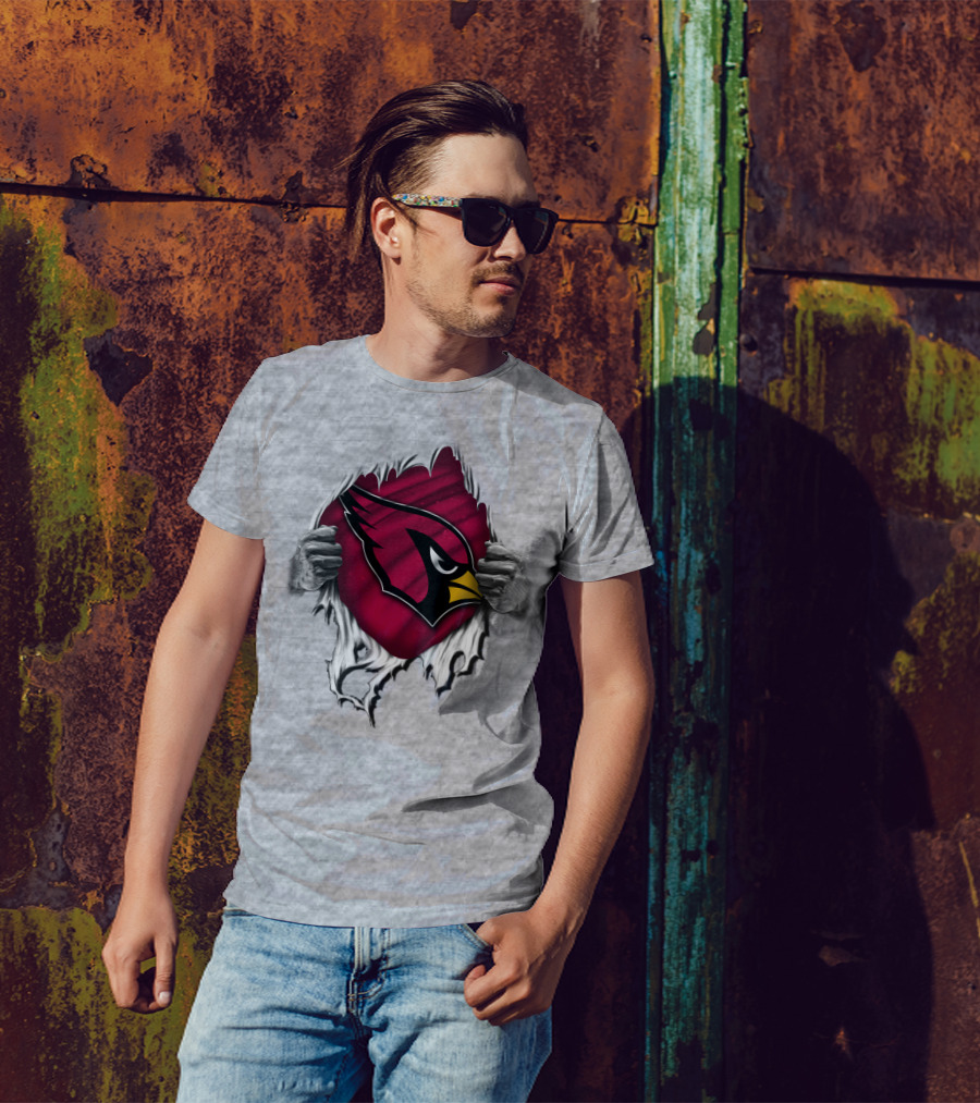 Torn Arizona Cardinals Logo Revealing Hidden Strength T-Shirt