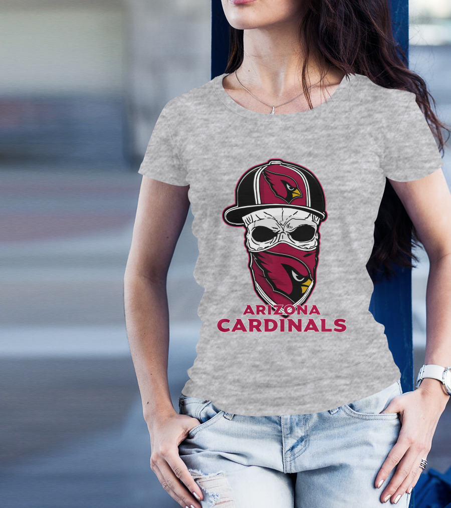 Arizona Cardinals Skull Hat T-Shirt