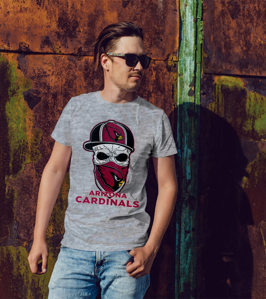Arizona Cardinals Skull Hat T-Shirt