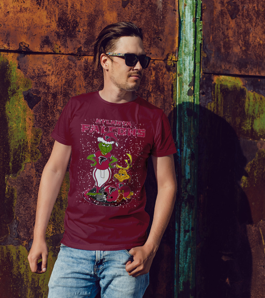 Atlanta Falcons Grinchxmas Snowy Holiday Characters T-Shirt