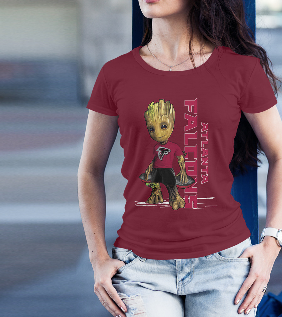 Groot Atlanta Falcons Fan Character Holding Atlanta Falcons T-Shirt
