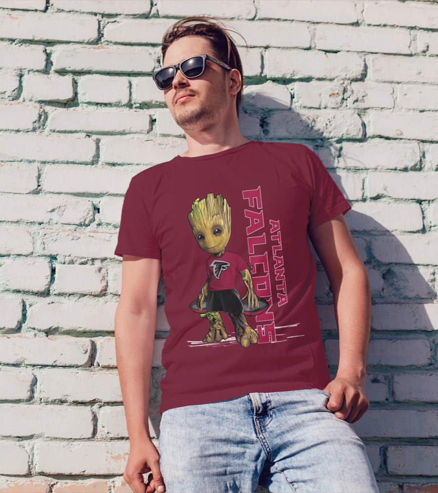 Groot Atlanta Falcons Fan Character Holding Atlanta Falcons T-Shirt