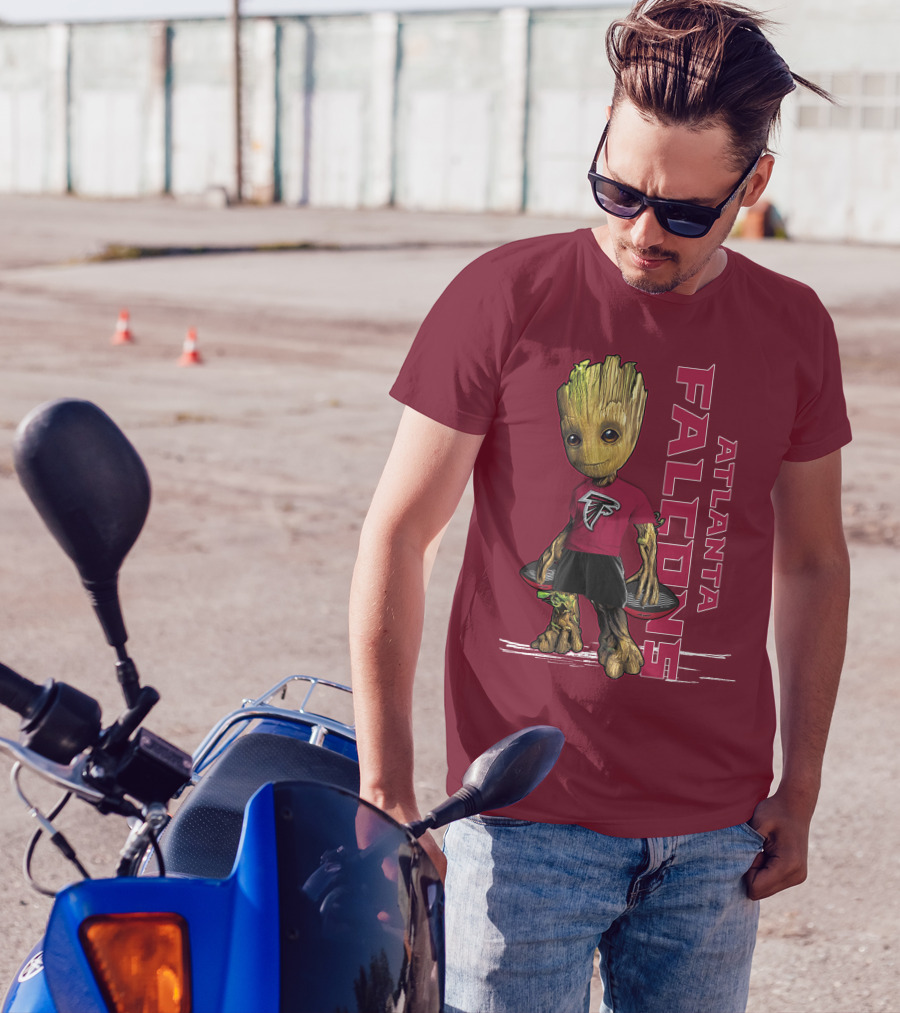 Groot Atlanta Falcons Fan Character Holding Atlanta Falcons T-Shirt